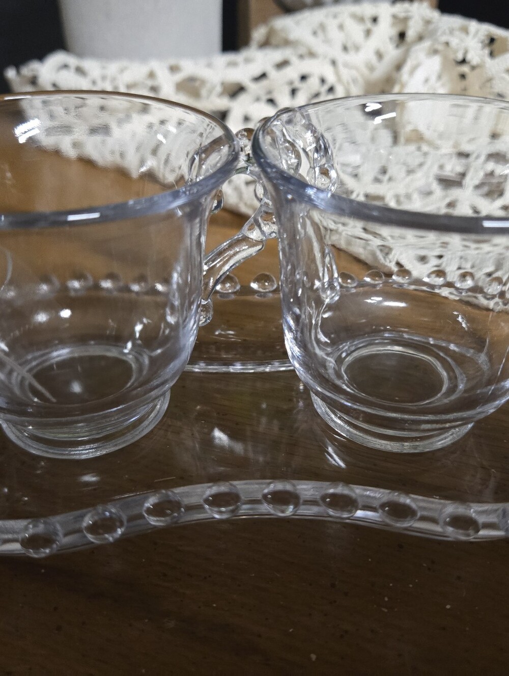 Imperial Candlewick Glass Cream & Sugar Set with Tray